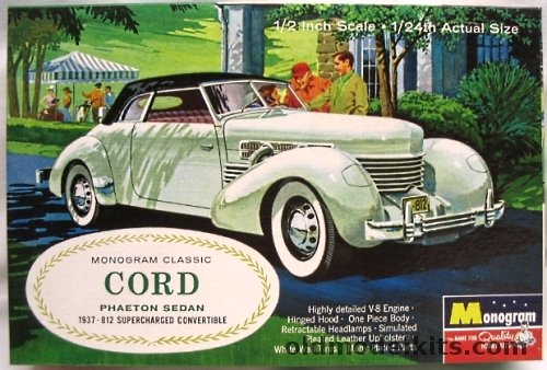 Monogram 1/24 1937 Cord 812 SC Convertible - Four Star Issue With Glue, PC130-300 plastic model kit